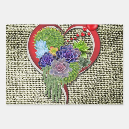 Sukkulent liebende Pflanze Geschenkpapier Set (Vorderseite 3)