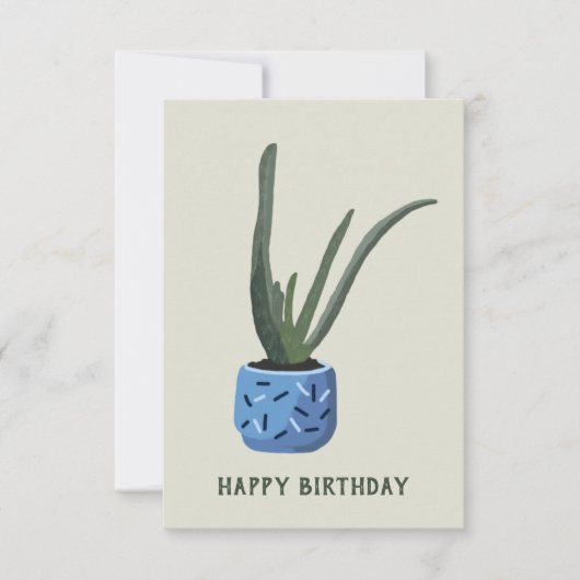 Sukkulent Topfkaktus Happy Birthday Card Karte (Vorderseite)