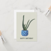 Sukkulent Topfkaktus Happy Birthday Card Karte (Vorderseite/Rückseite Beispiel)