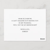 Sukkulent wirst du meine Brautjungfrau sein. Blaue Postkarte (Rückseite)