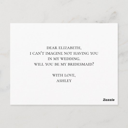 Sukkulent wirst du meine Brautjungfrau sein. Blaue Postkarte (Rückseite)