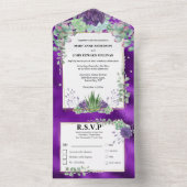 Sukkulente Aquarellfarben Kirschfarben schick Hoch All In One Einladung (Innen Boden)