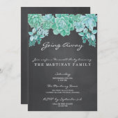 Sukkulente auf dem Chalkboard, das das Party verlä Einladung (Vorne/Hinten)