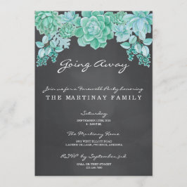 Sukkulente auf dem Chalkboard, das das Party verlä Einladung