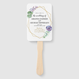 Sukkulente auf dem geometrischen Rahmen Hochzeitsp Fächer