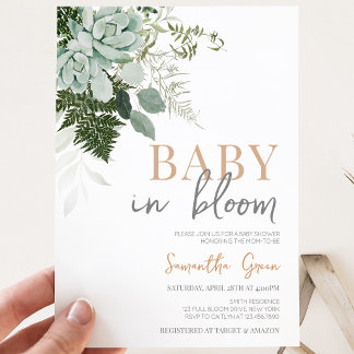 Sukkulente Babyparty Einladung