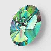 Sukkulente blaue und grüne Wüstenkunst Runde Wanduhr (Winkel)