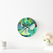 Sukkulente blaue und grüne Wüstenkunst Runde Wanduhr (Zuhause)