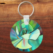 Sukkulente blaue und grüne Wüstenkunst Schlüsselanhänger (Vorderseite)