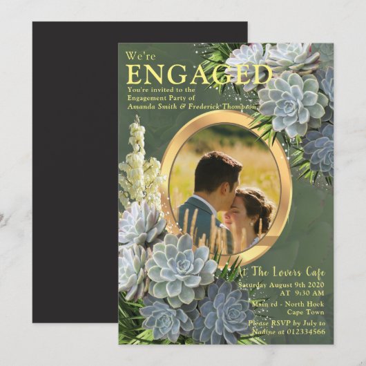 Sukkulente Blues Einladung (Vorne/Hinten)