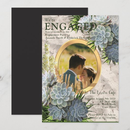 Sukkulente Blues Einladung (Vorne/Hinten)