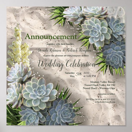 Sukkulente Blues & Grüne Ankündigung Poster (Vorne)