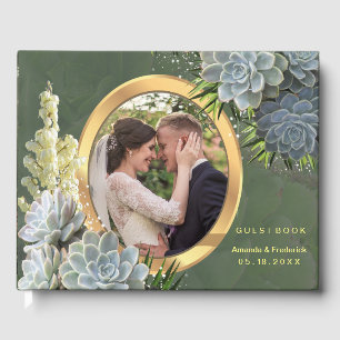 Sukkulente Blues Hochzeit Gästebuch