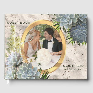 Sukkulente Blues Hochzeit Gästebuch