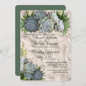 Sukkulente Blues und Einladung zur Hochzeit (Vorne/Hinten)