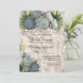 Sukkulente Blues und Einladung zur Hochzeit (Stehend Vorderseite)