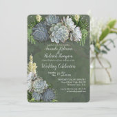 Sukkulente Blues und Einladung zur Hochzeit (Stehend Vorderseite)
