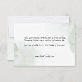 Sukkulente, Blume und grünes Brautparty Dankeskarte (Rückseite)