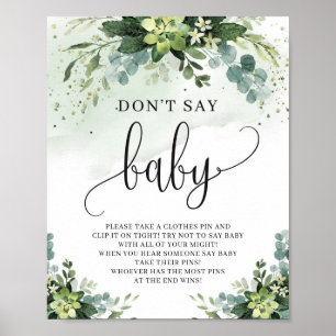 Sukkulente Blumen Eukalyptus Sag nicht Baby Schild