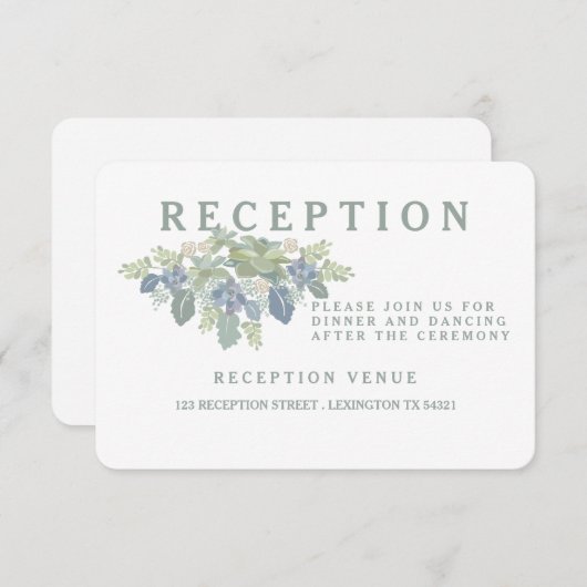 Sukkulente Blumenkarte Begleitkarte (Vorne/Hinten)