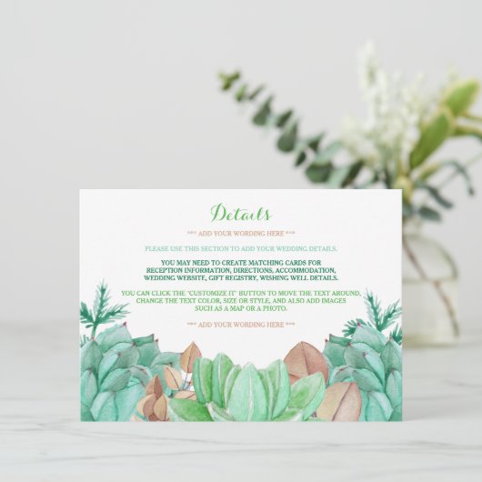 Sukkulente Botanische Blumenzwiebeln Detail Begleitkarte (Stehend Vorderseite)