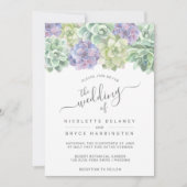 Sukkulente botanische Grüne Lila Hochzeit Einladung (Vorderseite)