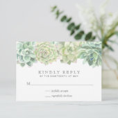 Sukkulente Botanische Grüne Wasserfarbenhochzeit RSVP Karte (Stehend Vorderseite)