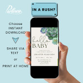 Sukkulente botanische Wüste Hallo Babydusche Einladung