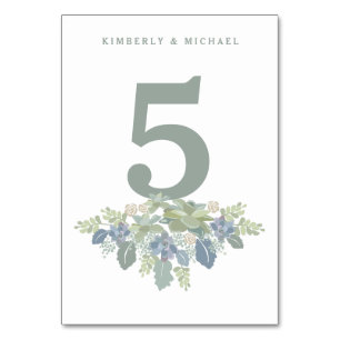 Sukkulente Bouquet Blumenkarte Tischnummer