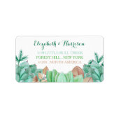 Sukkulente Bouquet Botanische Blumenhochzeit Adressaufkleber (Vorne)