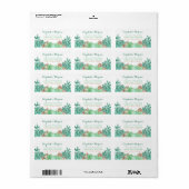 Sukkulente Bouquet Botanische Blumenhochzeit Adressaufkleber (Vorne)