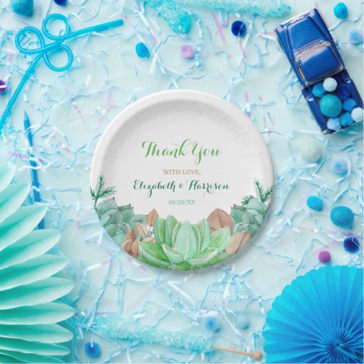 Sukkulente Bouquet Botanische Blumenhochzeit Pappteller (Party)