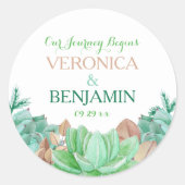 Sukkulente Bouquet Botanische Gastgeschenk Hochzei Runder Aufkleber (Vorderseite)