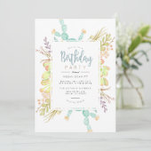 Sukkulente Bouquet | Einladung zum Geburtstag (Stehend Vorderseite)