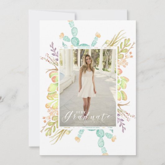Sukkulente Bouquet | Graduierungspartei Einladung (Vorderseite)