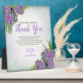 Sukkulente Bouquet-Hues aus Seeschaum und Lavendel Fotoplatte (Seite)