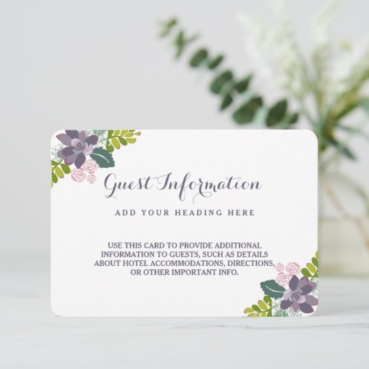 Sukkulente Bouquet II Blumenkarte Begleitkarte (Stehend Vorderseite)