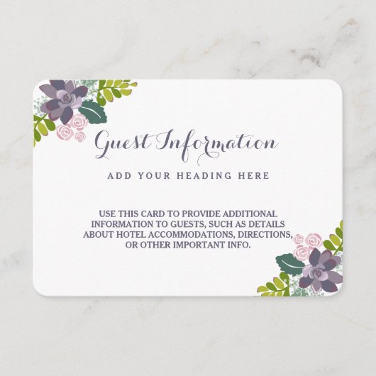 Sukkulente Bouquet II Blumenkarte Begleitkarte (Vorderseite)