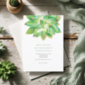 Sukkulente Bridal Dusche Grüne Wasserfarbe Einladung