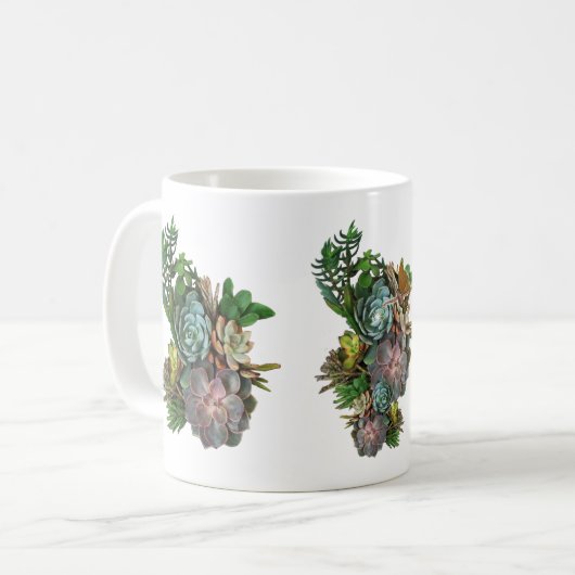 Sukkulente Dekoration Kaffeetasse (Vorderseite Links)