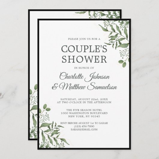 Sukkulente Eukalyptus-Blätter-Engagement-Partei Einladung (Vorne/Hinten)