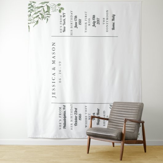 Sukkulente Eukalyptus-Blätter für die Hochzeitskab Wandteppich (Beispiel)