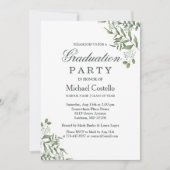 Sukkulente Eukalyptus-Blätter Graduierungspartei Einladung (Vorderseite)