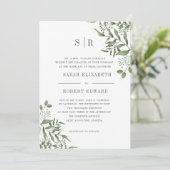 Sukkulente Eukalyptus-Blätter Probe Abendessen Einladung (Stehend Vorderseite)