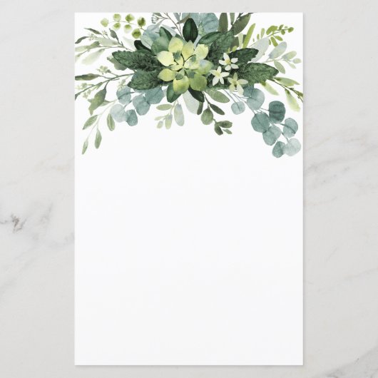 Sukkulente Eukalyptus Greenerity Wedding Menu Card (Rückseite)