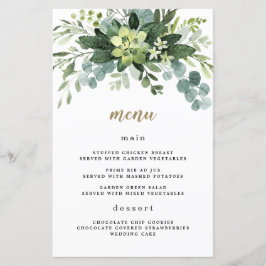 Sukkulente Eukalyptus Greenerity Wedding Menu Card