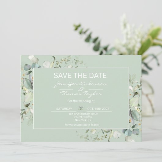 Sukkulente Farbe, Eleganter Minimalismus Save the  Save The Date (Stehend Vorderseite)