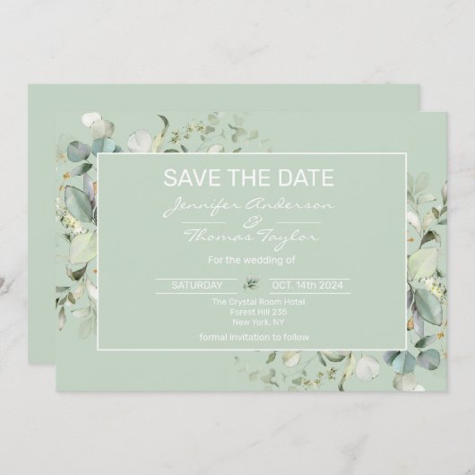 Sukkulente Farbe, Eleganter Minimalismus Save the  Save The Date (Vorne/Hinten)