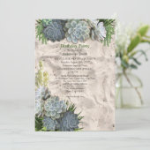 Sukkulente Farben blasser Blues Geburtstag Einladung (Stehend Vorderseite)