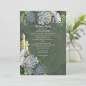 Sukkulente Farben blasser Blues Geburtstag Einladung (Stehend Vorderseite)